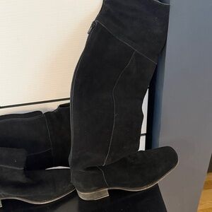 Black Suede Knee-High Boots